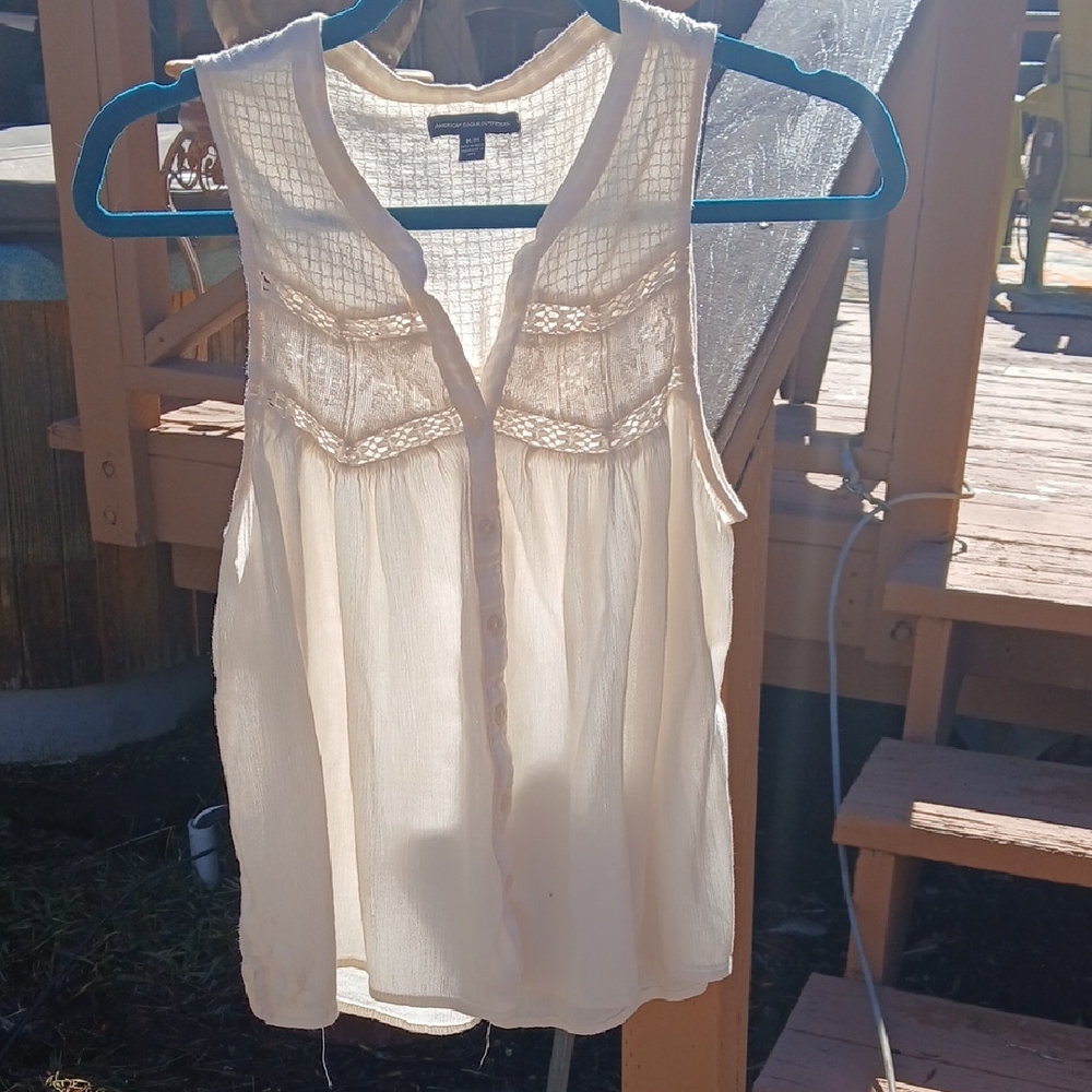 American Eagle Outfitters Cream Lace Yoke Sleeveless Camisole